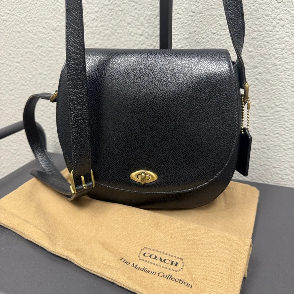 Coach Madison Carlyle Black Leather Crossbody Bag